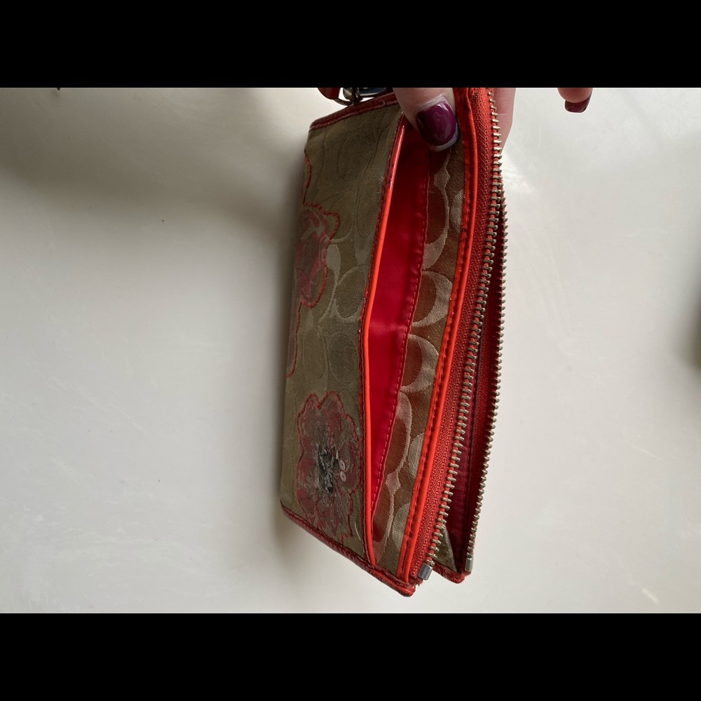 Coach Orange Floral Wallet Gem